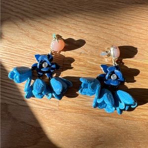 RARE J. Crew Blue and Peach Floral Earrings